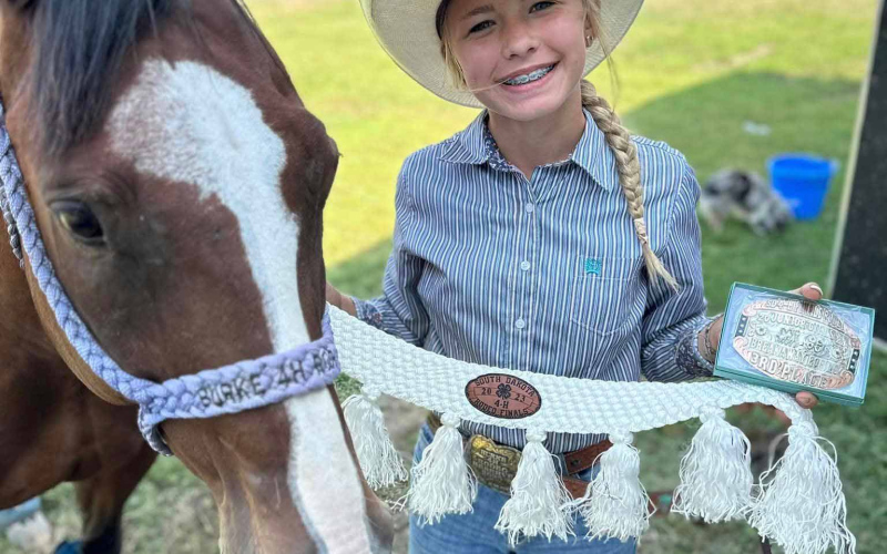 The 2023 South Dakota State 4-H Finals Rodeo took place in Fort Pierre Aug. 18-20. Eleven local contestants represented Jerauld/Buffalo 4-H. Among them were Ella Fagerhaug, Raylee Fagerhaug, Rylan Fagerhaug, Wyatt Fagerhaug, Hannah Heezen, Hastin Heezen, Kate Havlik, Londyn Mikkelson (pictured above), Sarah Poncelow, Selah Havlik and Jayla Schley. The youth competed in several different events over the three-day event.