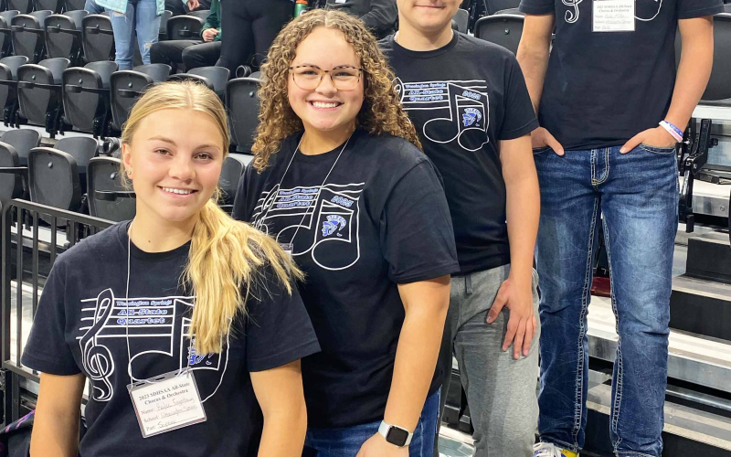 Raylee Fagerhaug, Taylor Braun, Will Bruckner and Blake Miller are shown in Rapid City before the 71st performance of the South Dakota All-State Chorus and Orchestra performance.