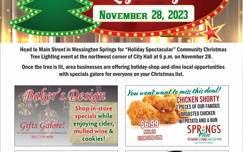 Kicking off the festivities is the beloved “Holiday Spectacular” community Christmas tree lighting event at the northwest corner of city hall at 6 p.m. on November 28. Once the tree is lit, area businesses are offering holiday-shop-and-dine local opportunities with specials galore for everyone on your Christmas list.