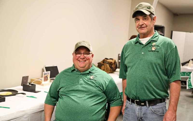 Ducks Unlimited Wessington Springs Committee Chairman Josh Luckett is shown with banquet emcee and longtime Ducks Unlimited volunteer Tom Mebius.