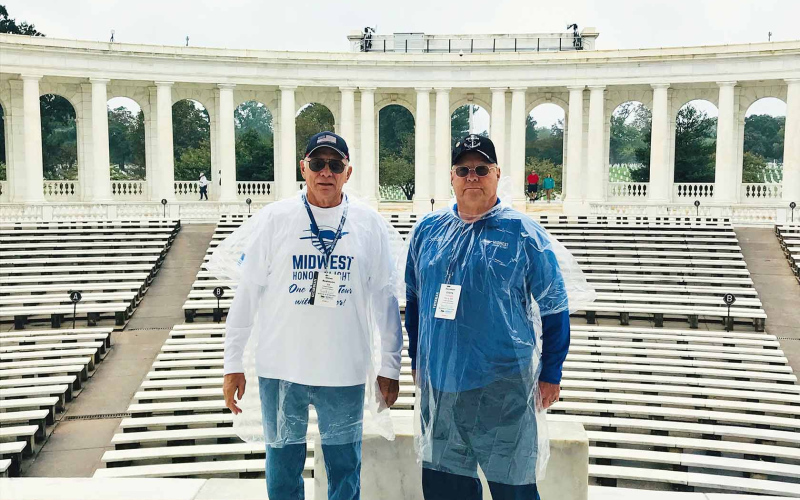 Herman Eilers with his friend and Honor Flight guardian Steve Redmann.