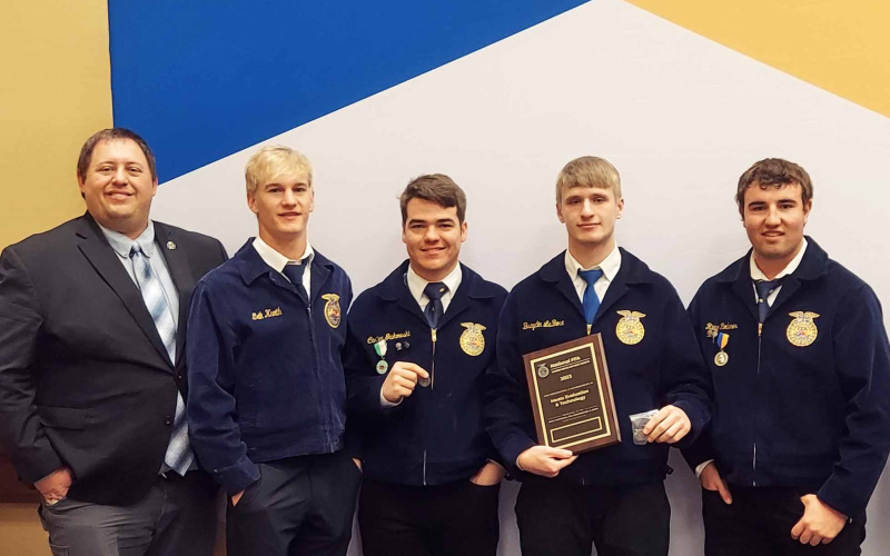 Shown left to right are: WS FFA Advisor Brady Duxbury, WS FFA members Blake Larson, Carter Gaikowski, Braydin LaBore and Ridge Roduner. PHOTO COURTESY WS FFA CHAPTER