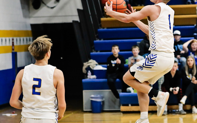 The camera catches Blake Larson mid-flight Saturday at home.