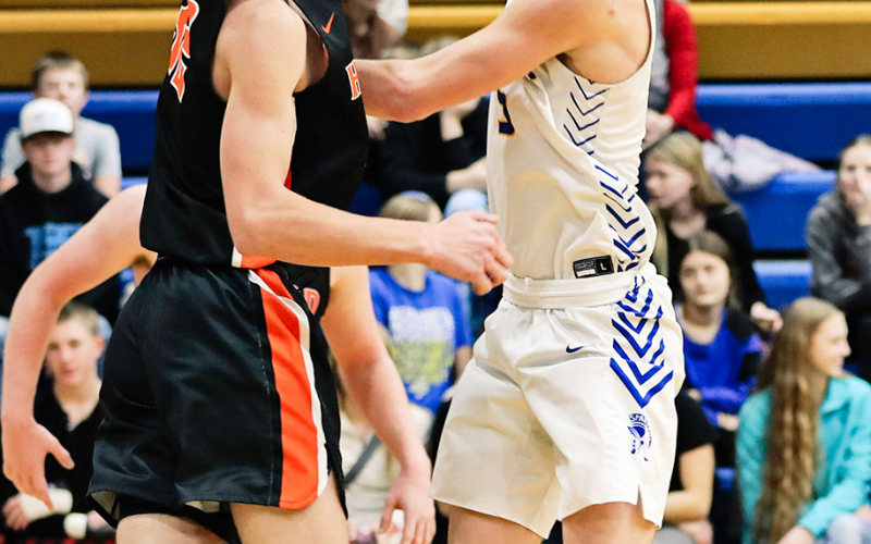 Colby Flowers is shown during the physical match-up in Wessington Springs vs. Howard.