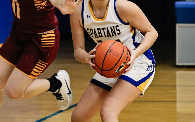 Mariah Messmer during Wessington Springs Spartans basketball action last Thursday at home.