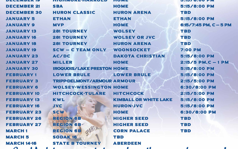 Spartans Basketball Schedule Available In This Week's Print And Online Edition