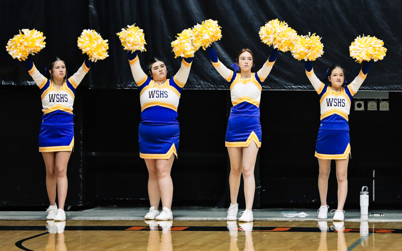 Spartans cheerleaders Jada Kolousek, Tierney Knipfer, Caroline Witte and Kennedy Kolousek.