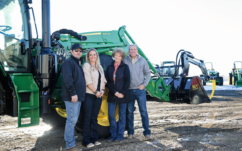 As of January 2, 2024, the implement dealership in Wessington Springs, L Double J Implement, is under new ownership, now doing business as Springside Sales, Inc. Shown left to right are new owners Todd and Hilary Grohs and former owners Kimberly Ahrenstorff and Jerry Caffee.