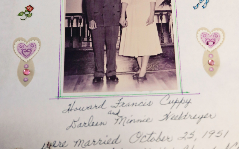 The Cuppy’s wedding page is a favorite of Dar’s, who has been an avid scrapbooker for years.