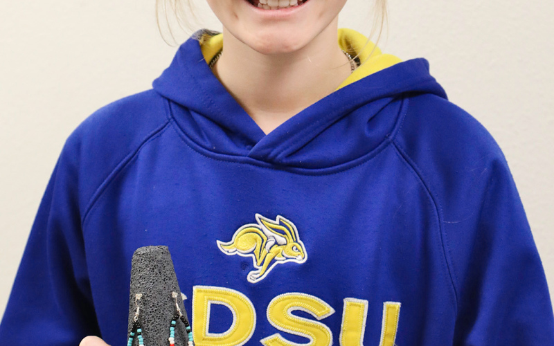 Lily Roesler with handmade Native American Jewelry, 5th place winner in Traditional Culture Art. 