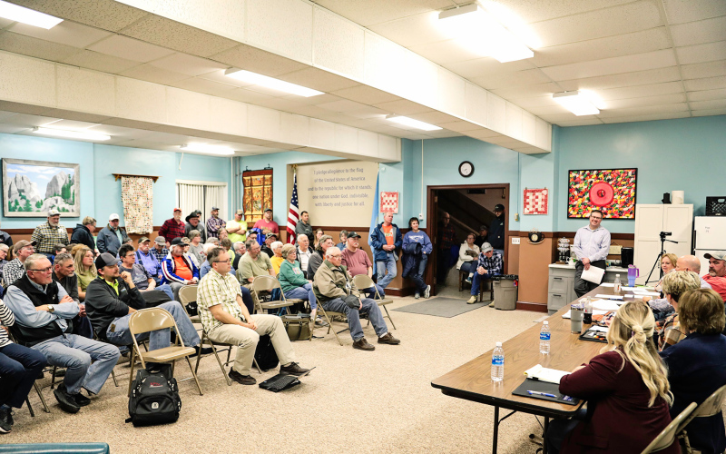 A standing-room-only crowd of Wessington Springs residents gathered in the Jerauld County Courthouse Community Room to hear more about the future of the city’s water source on Monday, February 26. KRISTI HINE / TRUE DAKOTAN