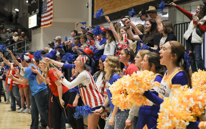 Spartan cheerleaders and the student section brought loads of spirit to the Corn Palace.