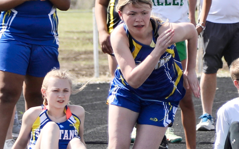 The Spartans hosted a junior high track and field meet on Monday, April 15.  Swayzee Dunsmore is shown.