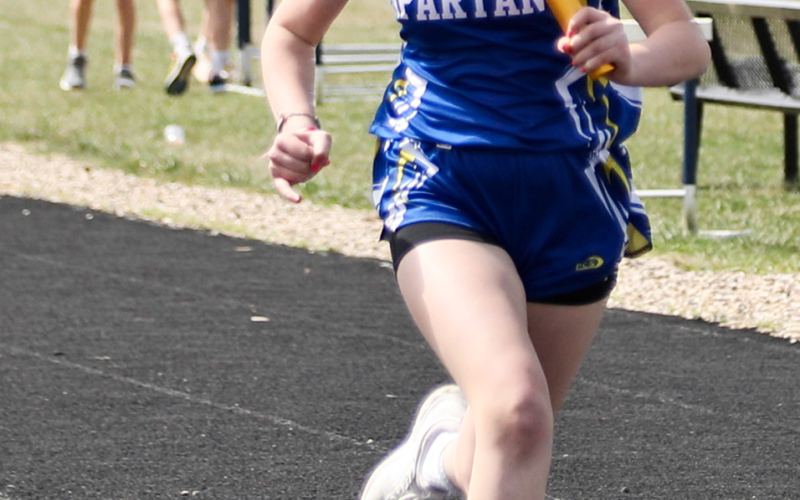 The Spartans hosted a junior high track and field meet on Monday, April 15.  Tenley Olinger is shown.