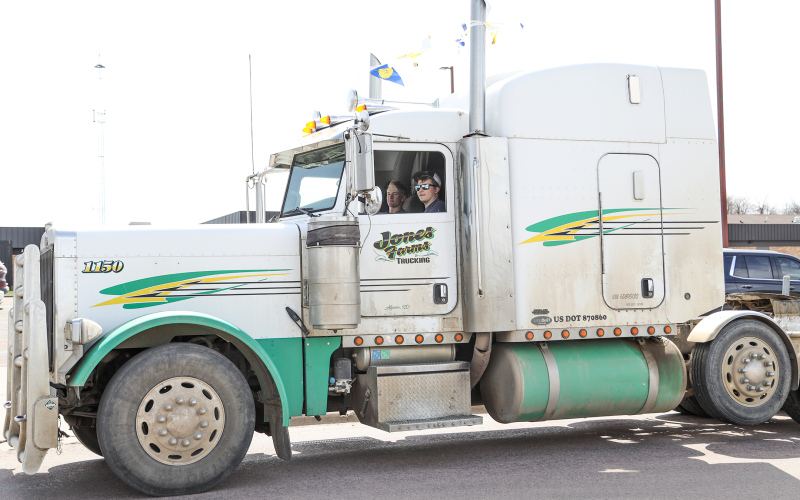 Much more than just a tractor parade, Maverick Jones with passenger Blake Larson  drove a semi truck. Parade viewers witnessed the impressive bond between WSHS, its students and the agricultural heritage that runs deep across the area.