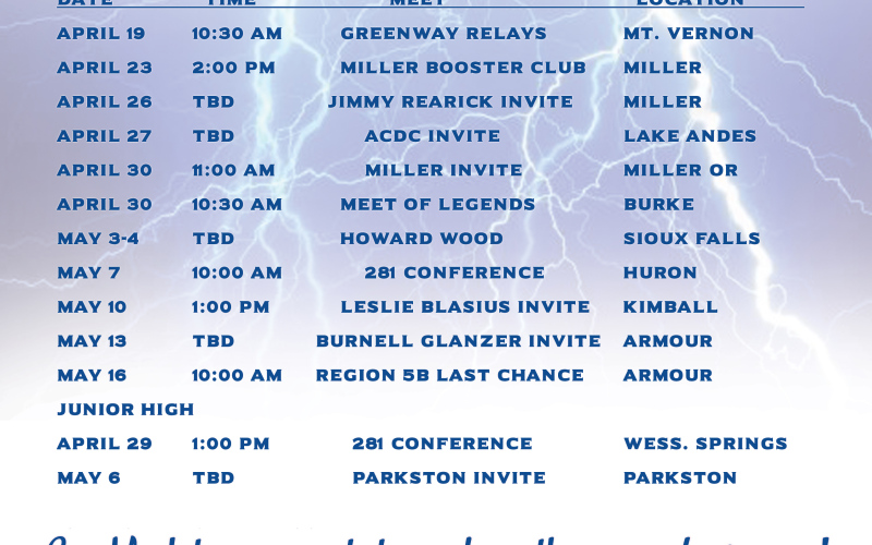 WSHS Track Schedule