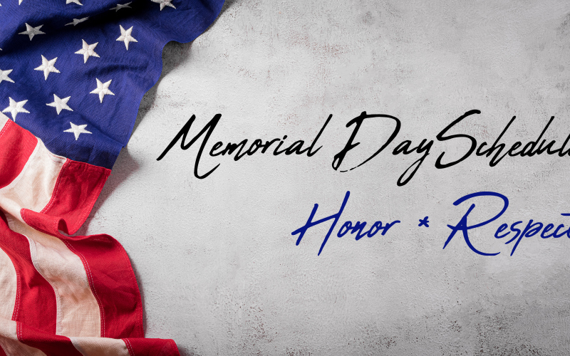 Area Memorial Day Schedule