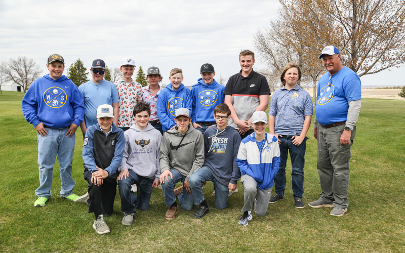 The junior high team is shown, back row, left to right: JR Hine, Hudson Weber, Hunter Heezen, Nolan Schaller, Ryder Roduner, Cole Wenzel, Jaspur Gran, Will Jackson and Coach Pat Law. Front row, left to right: Rylan Fagerhaug, Chase Dunsmore, Paxton Walz, Ezra Anson and Jalene Reiner.