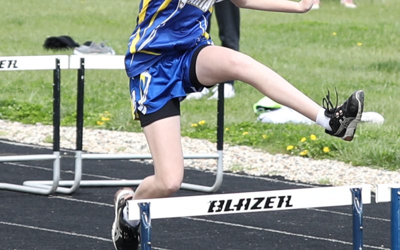 Shown during junior high track and field action at home last week is Lily Roesler.