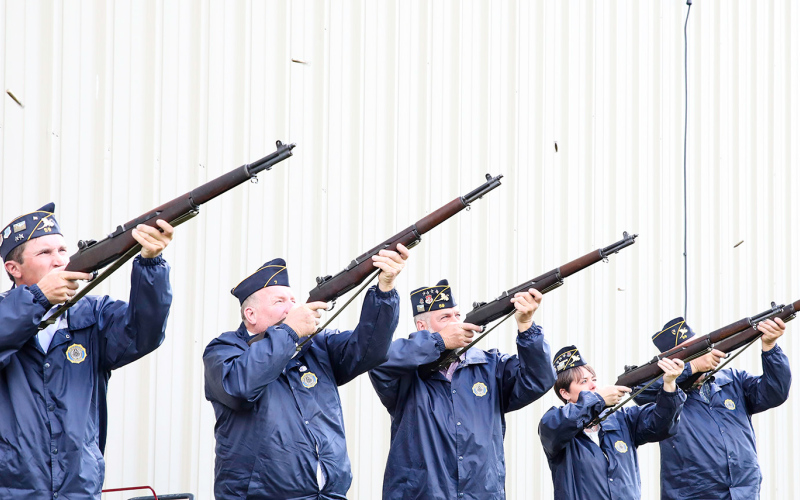 American Legion Post #59 of Wolsey served military rites outside of Alpena Community Center.