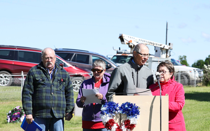 Darrel Deneke, Eileen Woodruff and Gail and Susan Arnott led attendees in a variety of patriotic songs during the Memorial Day program held at Hope Cemetery.