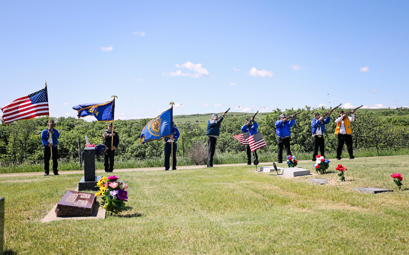 Members of the American Legion Willman-Fee Post 14, VFW and Sons of American Legion served military rites at Prospect Hill as part of the annual Memorial Day program in Wessington Springs. Despite relentless, gusting winds, a large crowd gathered to pay respect, honor and remember.