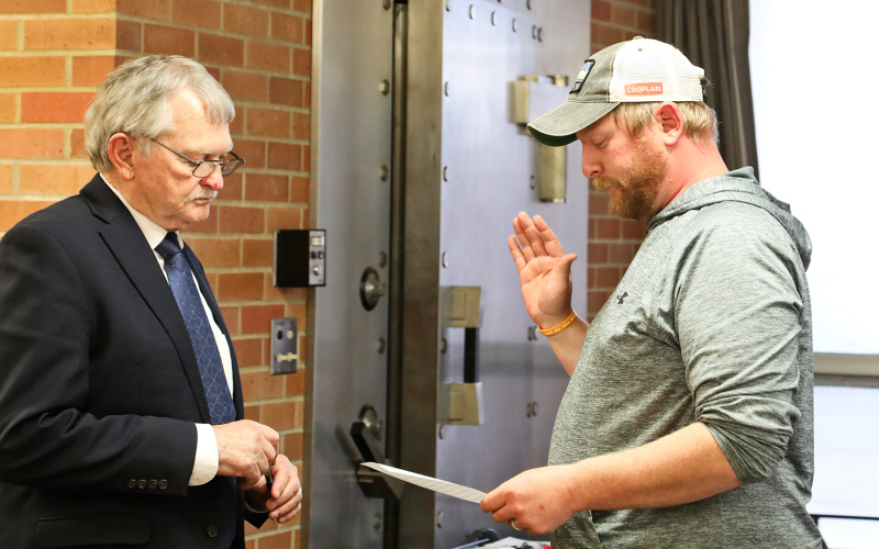 Layton Schimke also took the oath of office after being appointed to the Ward 2 position.