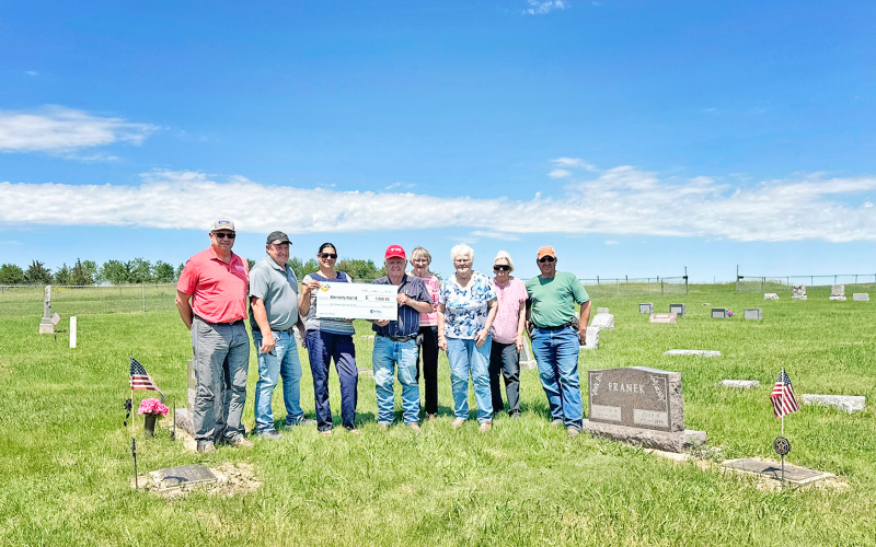 Central Electric Cooperative presented a $1,000 Operation Round-Up grant to Abernathy Post 16 of Gann Valley to help purchase American Legion grave markers. Pictured from left: Central Electric Manager of Member Services Patrick Soukup, Central Electric Director Merl Bechen, Operation Round-Up Trustee Yvette Isburg, Ken Wulff, Carol Grabin, Elaine Wulff, Evelyn Wulff and Rick Wooledge.
