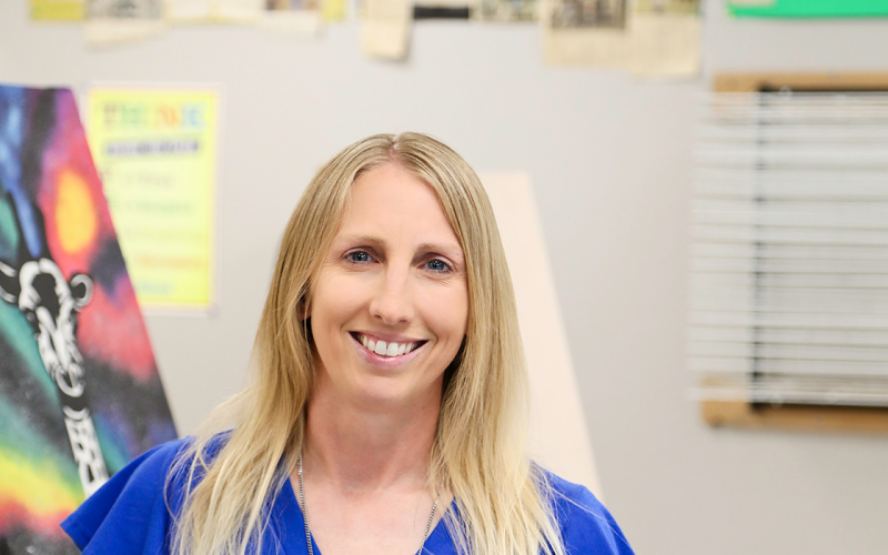 Alicia Roesler, 2024 Teacher of the Year is shown in the art room at Wessington Springs High School.