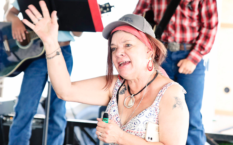 Barbie Brunsen was named champion among the volunteer brisket cooks.
