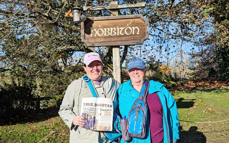 New Zealand Travels Katie Jackson and Ruth Swartout traveled to New Zealand last month with their True Dakotan. They are shown in Hobbiton, which is the set of The Lord of the Rings and The Hobbit movies located in New Zealand on a farm between Auckland and Rotorua.