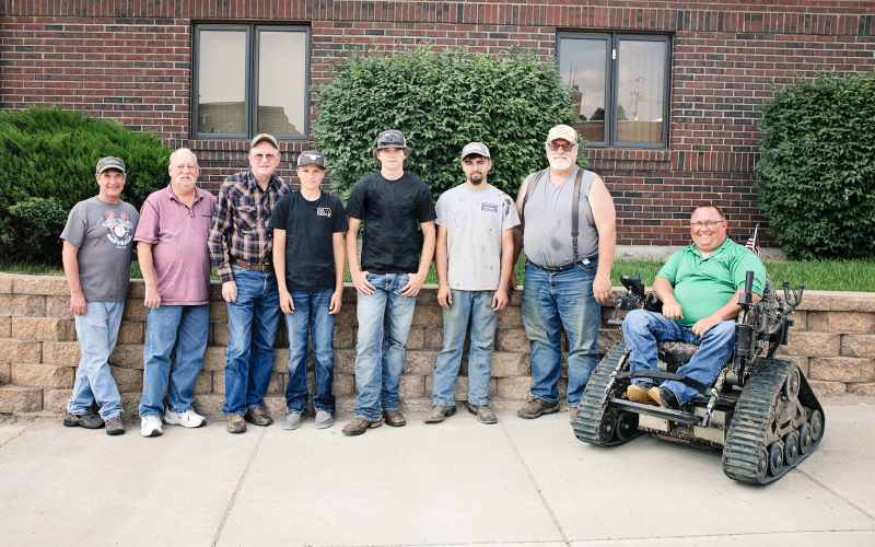 Youth Conservation Camp attendees are shown with members of sponsoring organizations. Shown left to right are: Tom Mebius, Ducks Unlimited; Darrell Deneke, Jerauld County Game and Fish Club; Lynn Horsely, Jerauld County Conservation District; Campers Rylan Fagerhaug, Eli Fry, Lucas Christensen; Brian Wetzel, Jerauld County Game and Fish Club; Josh Luckett, Ducks Unlimited. KRISTI HINE / TRUE DAKOTAN