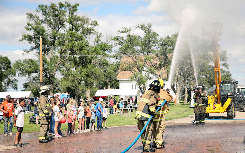 Firemen from Woonsocket, Alpena and Wessington Springs wowed the large crowd with water challenges. KRISTI HINE / TRUE DAKOTAN