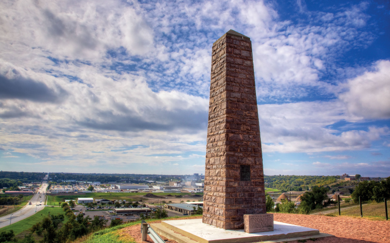 The Pioneer Memorial stands above Cliff Avenue in Sioux Falls. PHOTO BY CHRISTIAN BEGEMAN
