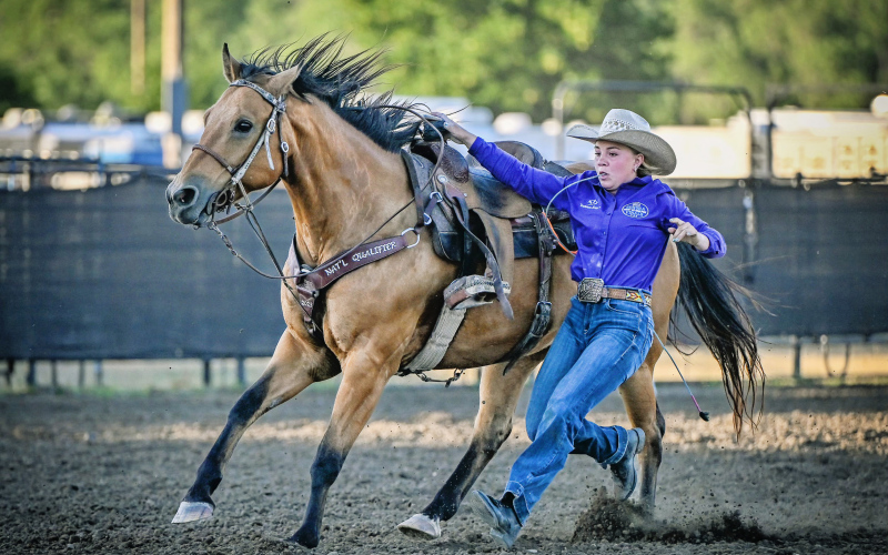 PHOTO COURTESY CHUCK MINER Recent Wessington Springs High School graduate, Raylee Fagerhaug qualified for the National High School Finals Rodeo for goat tying.