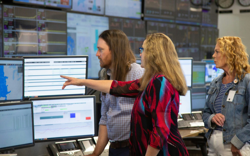 Kristi Fiegen (center), chair of the South Dakota Public Utilities Commission, tours Basin Electric Power Cooperative headquarters in Bismarck, N.D. on June 19, 2024. PHOTO: COURTESY OF SPP