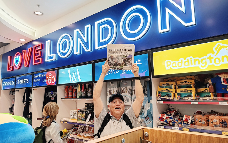 The True Dakotan traveled to London as Marvin and Eileen Thomas of Wessington Springs made their way to Belfast, Northern Ireland. This picture was taken during a layover in the Heathrow airport.