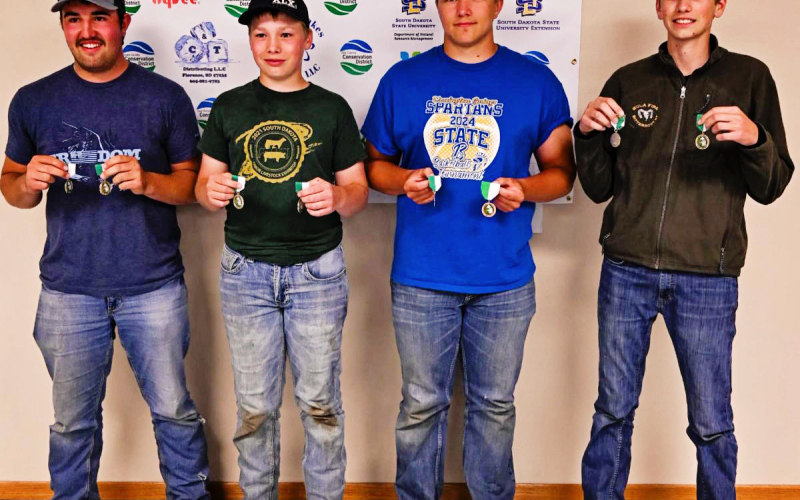 Ridge Roduner, Hayes Christensen, Robert Hine and Landen Christensen, all of Wessington Springs.