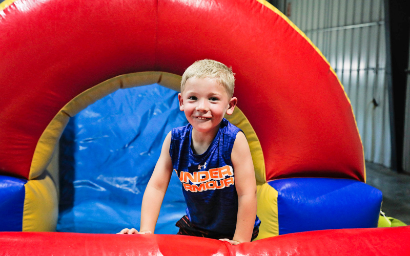 Ryker Peterson spent most if his time at the FunFest on the bouncy house slide.