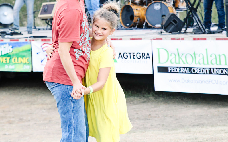 Kaycee Coleman and niece Koral Kroeplin enjoy a few dances to the tunes of hometown favorite Dustin Evans and the Good Times Band.