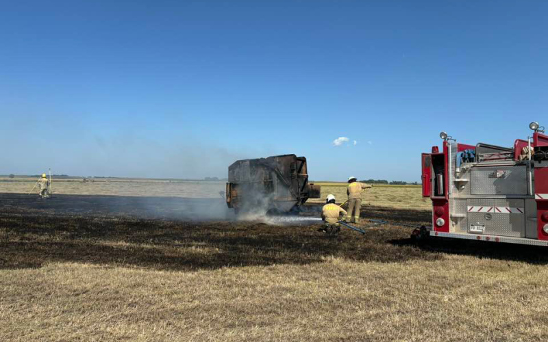 PHOTO COURTESY CRAIG SHRYOCK: During set up for the FunFest, firemen were dispatched to Craig Shryock’s ranch northeast of Wessington Springs. They are shown at right responding to a baler fire.
