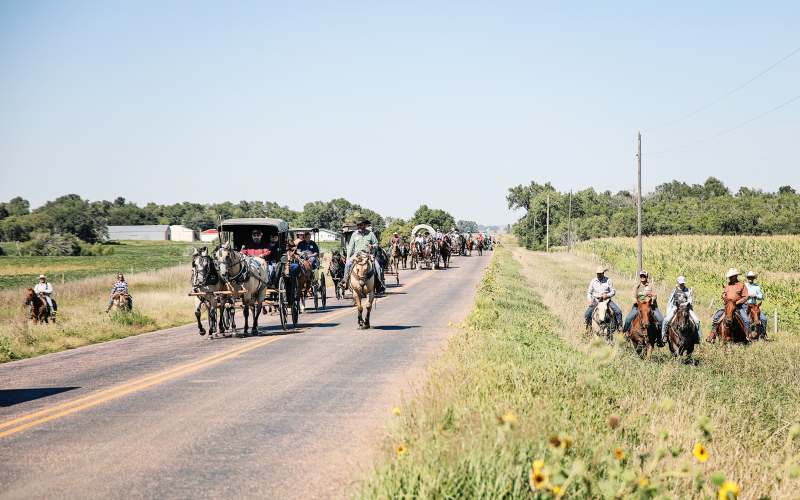 Last week, 20 horse-drawn wagons and over 100 riders united in Jerauld County to take part in the Kyle Evans Memorial Wagon Train.