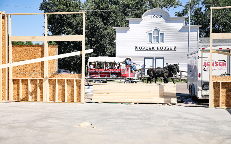 A special stop was made in front of the future Kyle Evans Western Heritage Center located on Dakota Avenue in Wessington Springs across from the Historic 1905 Opera House.