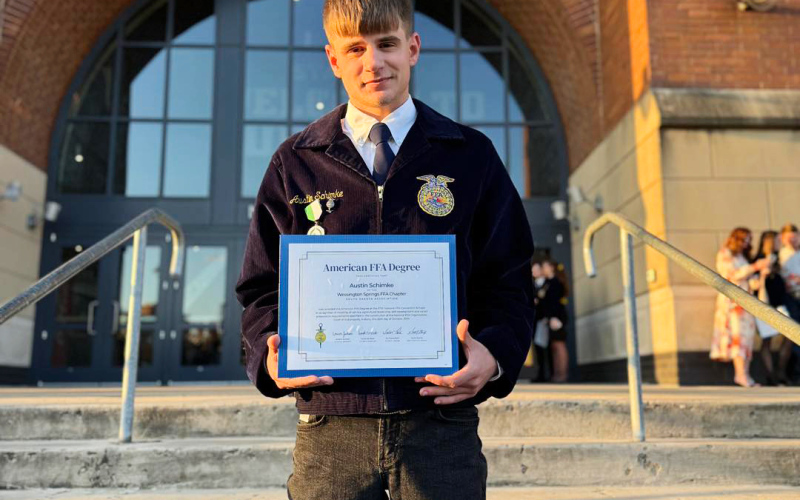 WSHS alumni and FFA member Austin Schimke was the recipient of the American FFA Degree this year in Indianapolis. Less than 1% of all FFA membership will ever earn their American degree.