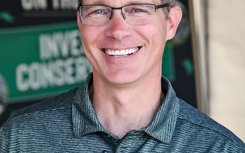 Darrel DuVall, state outreach coordinator for the Natural Resources Conservation Service, on Aug. 22, 2024, at Dakotafest in Mitchell, S.D.