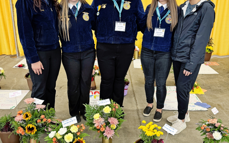 Wessington Springs FFA Floriculture team made up of Carissa Scheel, Mercedes Jones, Anna Arhart, Alyssa Grohs and Mariah Messmer earned the right to compete at the FFA National Convention held in Indianapolis, IN.