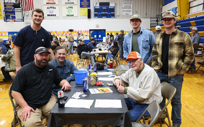 This year's Pheasants Forever banquet marked the 30th anniversary of pheasant hunting in Jerauld County for Johnny Jaggers of Princeton, Kentucky. He is shown with his son Bryan and grandson Joby, friends Ben Holt, Brad Harralson and Mitchell Harralson. Nicknamed the "Kentucky Boyz" by Duke Wenzel, who provides lodging for the crew when they visit, the group was all smiles to be back in the heart of pheasant country again.