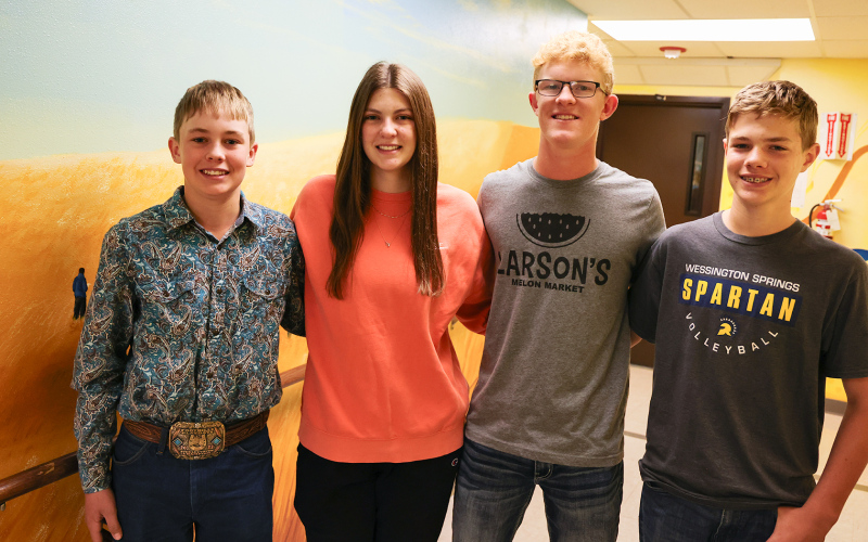 Three Wessington Springs High School (WSHS) teams qualified for the National Land and Range Judging Contest in Oklahoma next spring. Land and Homesite team made up of Logan Klein (individual 10th - gold), Addyson Orth (individual 15th), Luke Larson (individual 7th - gold) and Kohen Mebius (individual 16th)brought home second place at the South Central Land and Range Contest.