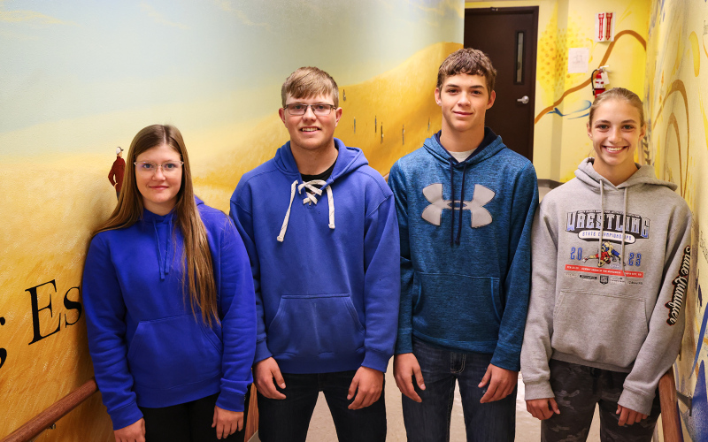 Three Wessington Springs High School (WSHS) teams qualified for the National Land and Range Judging Contest in Oklahoma next spring. FFA Range team made up of Mercedes Jones (individual 2nd - gold), Holden Jackson (individual 5th - gold), Peyton Walz (individual 8th - gold) and Bailey Yost (individual 4th - gold) earned first place at the South Central Land and Range Contest.