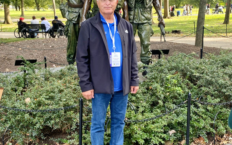 Local Vietnam Veteran Mark Schelske recently returned from the Midwest Honor Flight. Pictured in Washington DC in front of the “Three Servicemen Statue” at the Vietnam Memorial. PHOTOS COURTESY SCHELSKE FAMILY